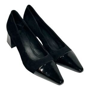 Vagabond Black Suede/ Patent Leather Pumps EU 38 US 7.5 Square Toe Block Heel